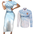 Fiji Rugby Custom Kaiviti Masi Couples Matching Short Sleeve Bodycon Dress and Long Sleeve Button Shirt Turquoise - Aussie Hoodie