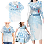 Fiji Rugby Custom Kaiviti Masi Family Matching Long Sleeve Bodycon Dress and Hawaiian Shirt Turquoise - Aussie Hoodie