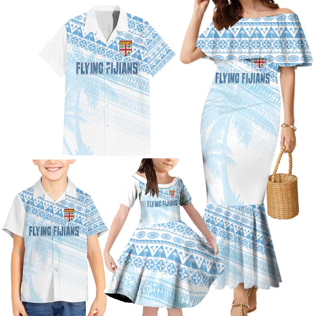 Fiji Rugby Custom Kaiviti Masi Family Matching Mermaid Dress and Hawaiian Shirt Turquoise - Aussie Hoodie