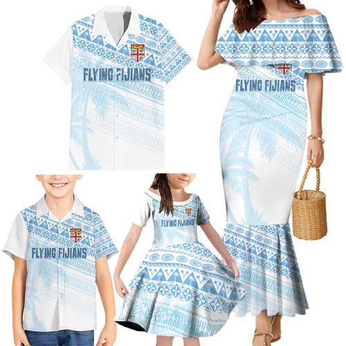 Fiji Rugby Custom Kaiviti Masi Family Matching Mermaid Dress and Hawaiian Shirt Turquoise - Aussie Hoodie