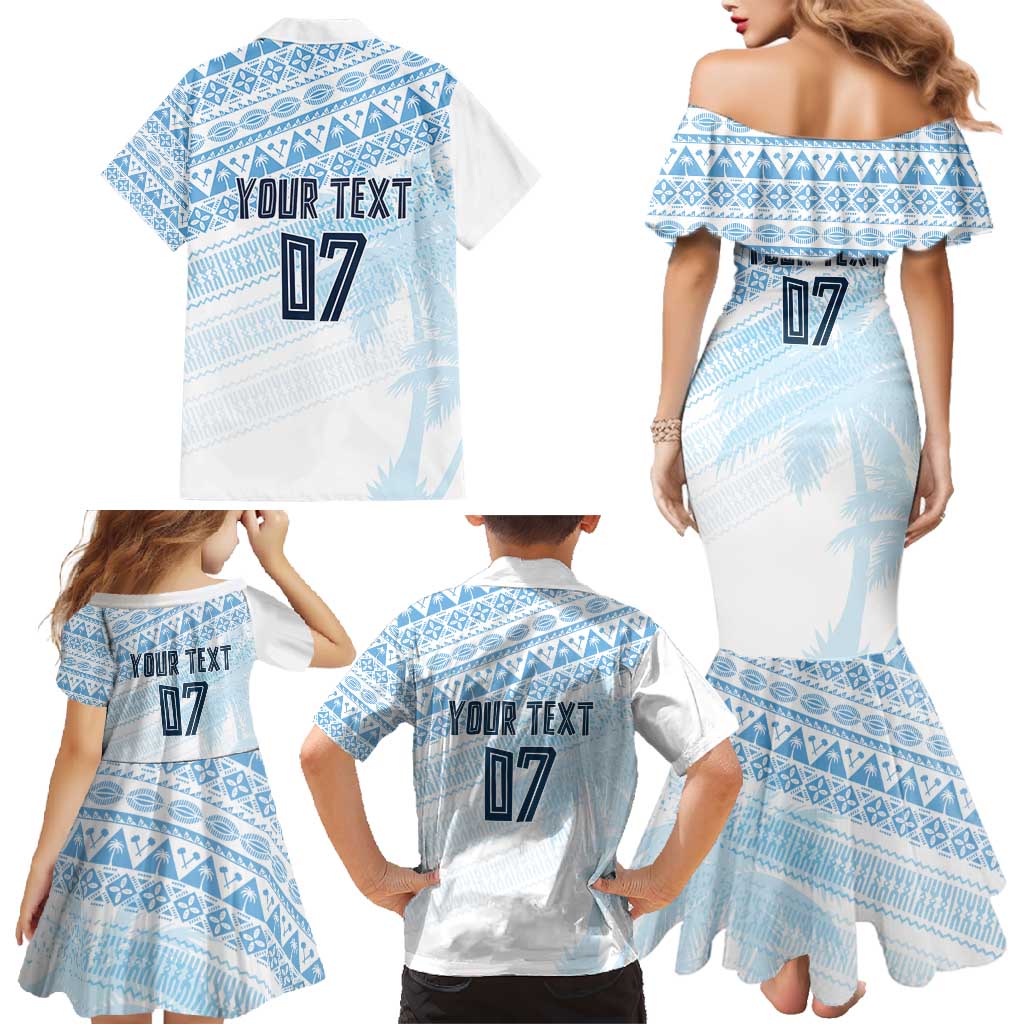 Fiji Rugby Custom Kaiviti Masi Family Matching Mermaid Dress and Hawaiian Shirt Turquoise - Aussie Hoodie