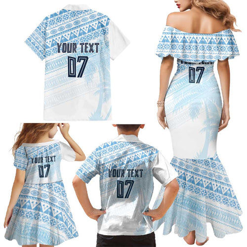 Fiji Rugby Custom Kaiviti Masi Family Matching Mermaid Dress and Hawaiian Shirt Turquoise - Aussie Hoodie