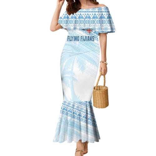 Fiji Rugby Custom Kaiviti Masi Family Matching Mermaid Dress and Hawaiian Shirt Turquoise - Aussie Hoodie