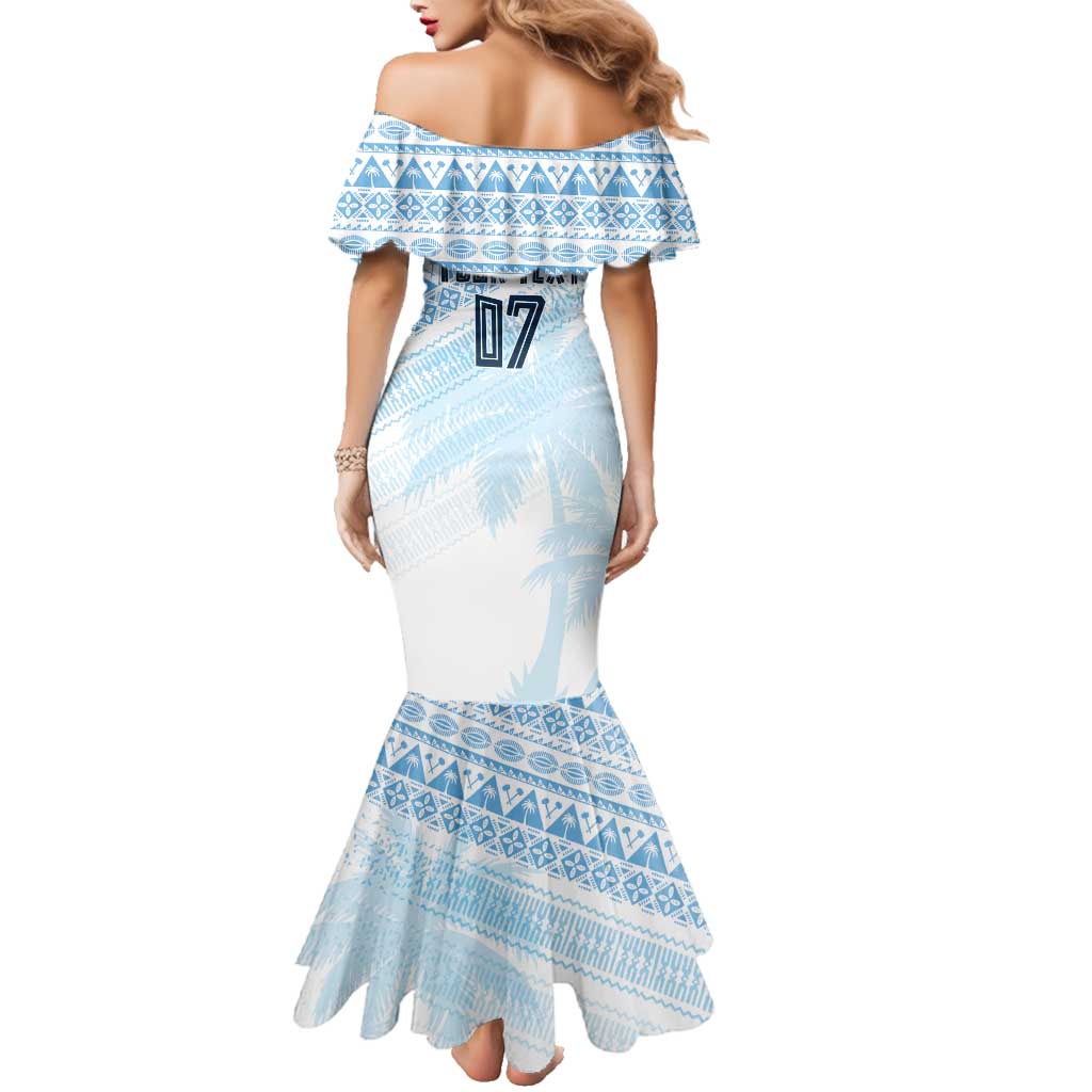 Fiji Rugby Custom Kaiviti Masi Family Matching Mermaid Dress and Hawaiian Shirt Turquoise - Aussie Hoodie