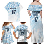 Fiji Rugby Custom Kaiviti Masi Family Matching Off Shoulder Maxi Dress and Hawaiian Shirt Turquoise - Aussie Hoodie