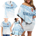 Fiji Rugby Custom Kaiviti Masi Family Matching Off Shoulder Short Dress and Hawaiian Shirt Turquoise - Aussie Hoodie