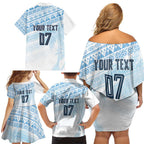 Fiji Rugby Custom Kaiviti Masi Family Matching Off Shoulder Short Dress and Hawaiian Shirt Turquoise - Aussie Hoodie