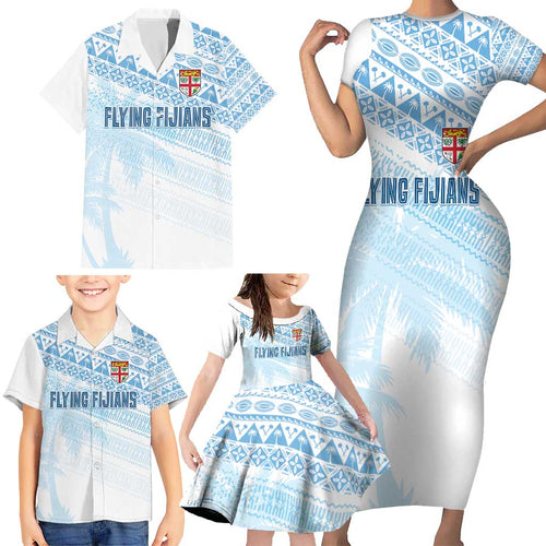 Fiji Rugby Custom Kaiviti Masi Family Matching Short Sleeve Bodycon Dress and Hawaiian Shirt Turquoise - Aussie Hoodie