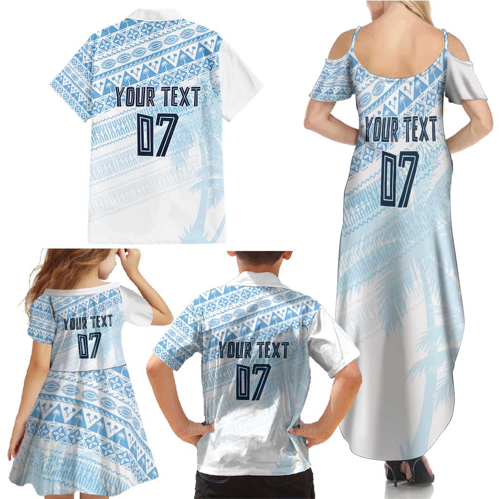 Fiji Rugby Custom Kaiviti Masi Family Matching Summer Maxi Dress and Hawaiian Shirt Turquoise - Aussie Hoodie