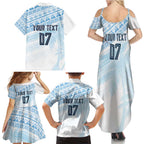 Fiji Rugby Custom Kaiviti Masi Family Matching Summer Maxi Dress and Hawaiian Shirt Turquoise - Aussie Hoodie