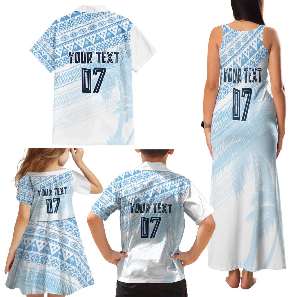 Fiji Rugby Custom Kaiviti Masi Family Matching Tank Maxi Dress and Hawaiian Shirt Turquoise - Aussie Hoodie