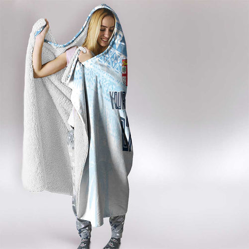 Fiji Rugby Custom Kaiviti Masi Hooded Blanket Turquoise - Aussie Hoodie