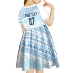 Fiji Rugby Custom Kaiviti Masi Kid Short Sleeve Dress Turquoise - Aussie Hoodie