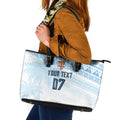 Fiji Rugby Custom Kaiviti Masi Leather Tote Bag Turquoise - Aussie Hoodie