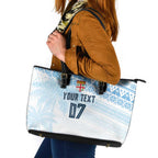 Fiji Rugby Custom Kaiviti Masi Leather Tote Bag Turquoise - Aussie Hoodie