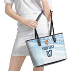 Fiji Rugby Custom Kaiviti Masi Leather Tote Bag Turquoise - Aussie Hoodie