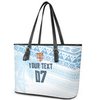 Fiji Rugby Custom Kaiviti Masi Leather Tote Bag Turquoise - Aussie Hoodie