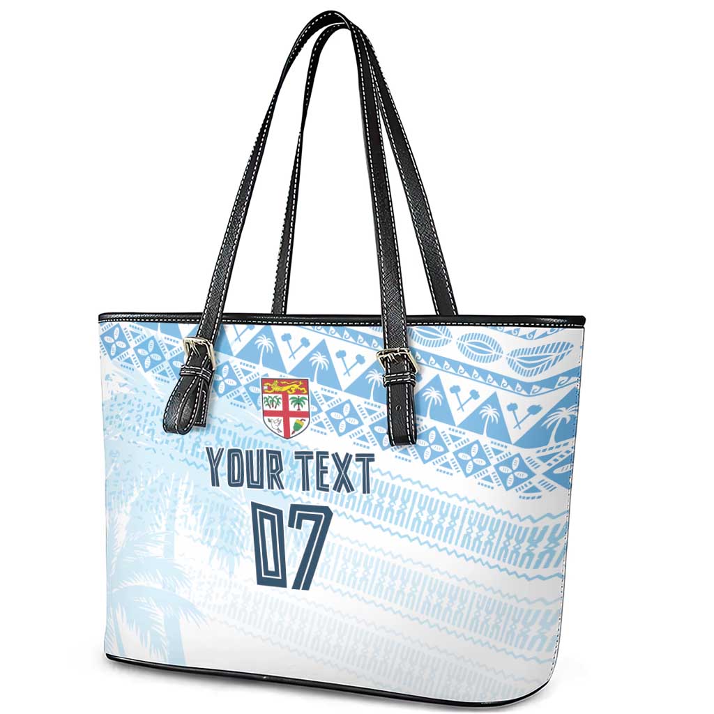 Fiji Rugby Custom Kaiviti Masi Leather Tote Bag Turquoise - Aussie Hoodie