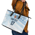 Fiji Rugby Custom Kaiviti Masi Leather Tote Bag Turquoise - Aussie Hoodie