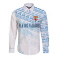 Fiji Rugby Custom Kaiviti Masi Long Sleeve Button Shirt Turquoise - Aussie Hoodie