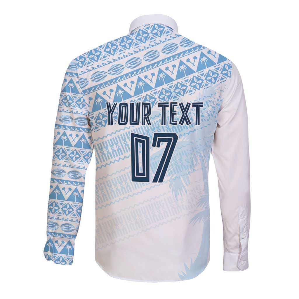 Fiji Rugby Custom Kaiviti Masi Long Sleeve Button Shirt Turquoise - Aussie Hoodie