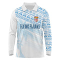 Fiji Rugby Custom Kaiviti Masi Long Sleeve Polo Shirt Turquoise - Aussie Hoodie