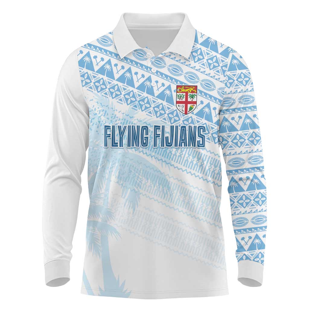 Fiji Rugby Custom Kaiviti Masi Long Sleeve Polo Shirt Turquoise - Aussie Hoodie