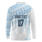 Fiji Rugby Custom Kaiviti Masi Long Sleeve Polo Shirt Turquoise - Aussie Hoodie