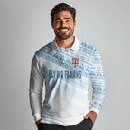 Fiji Rugby Custom Kaiviti Masi Long Sleeve Polo Shirt Turquoise - Aussie Hoodie