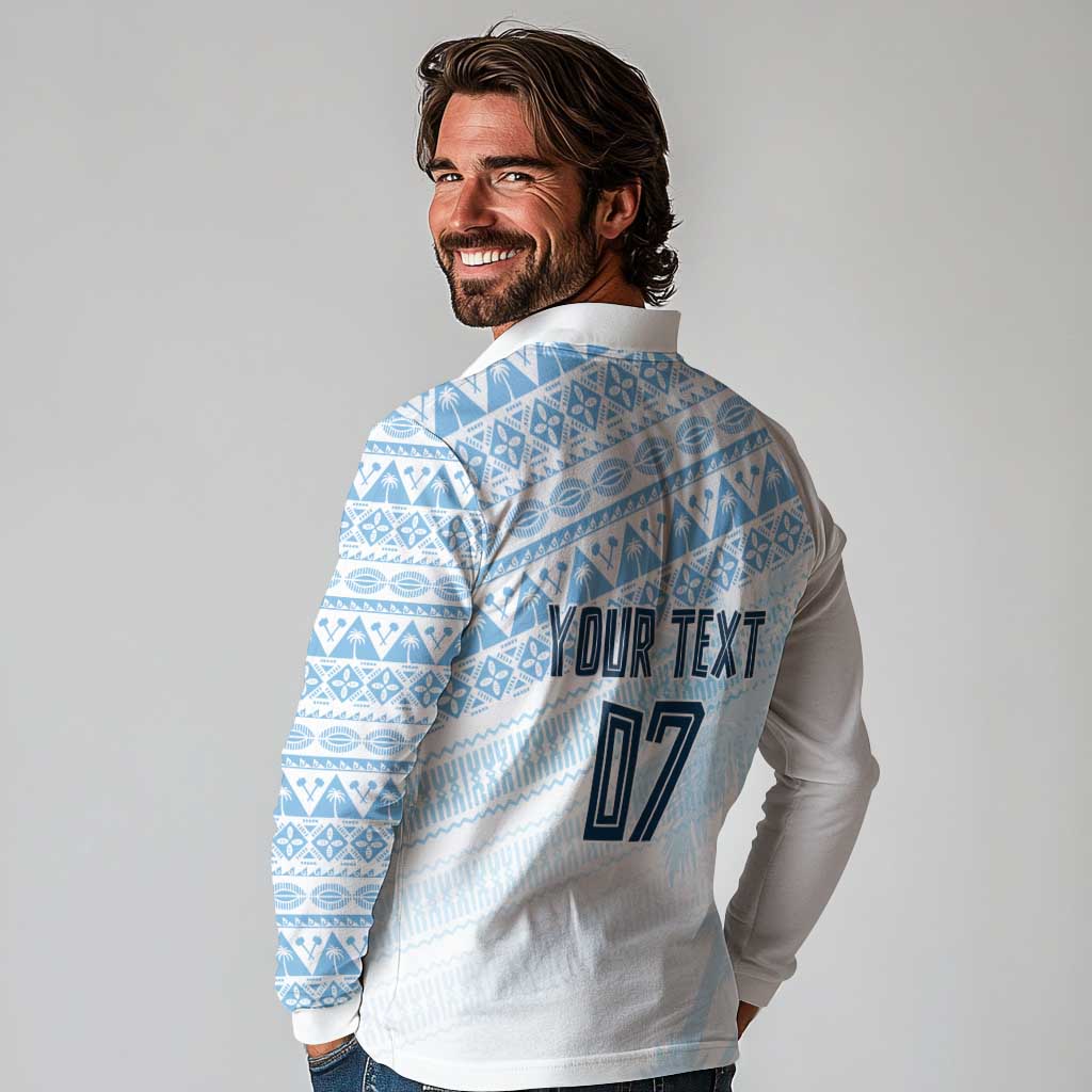 Fiji Rugby Custom Kaiviti Masi Long Sleeve Polo Shirt Turquoise - Aussie Hoodie