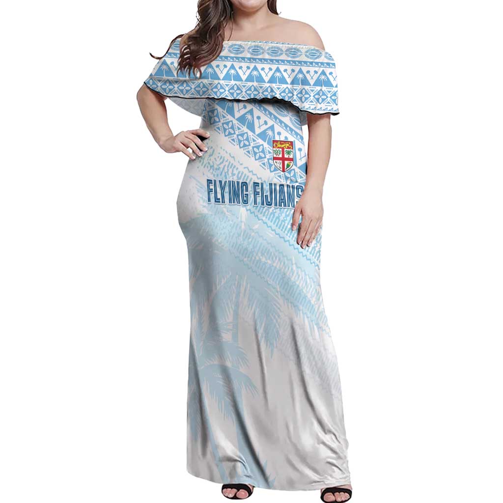 Fiji Rugby Custom Kaiviti Masi Off Shoulder Maxi Dress Turquoise - Aussie Hoodie