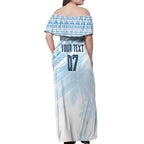 Fiji Rugby Custom Kaiviti Masi Off Shoulder Maxi Dress Turquoise - Aussie Hoodie