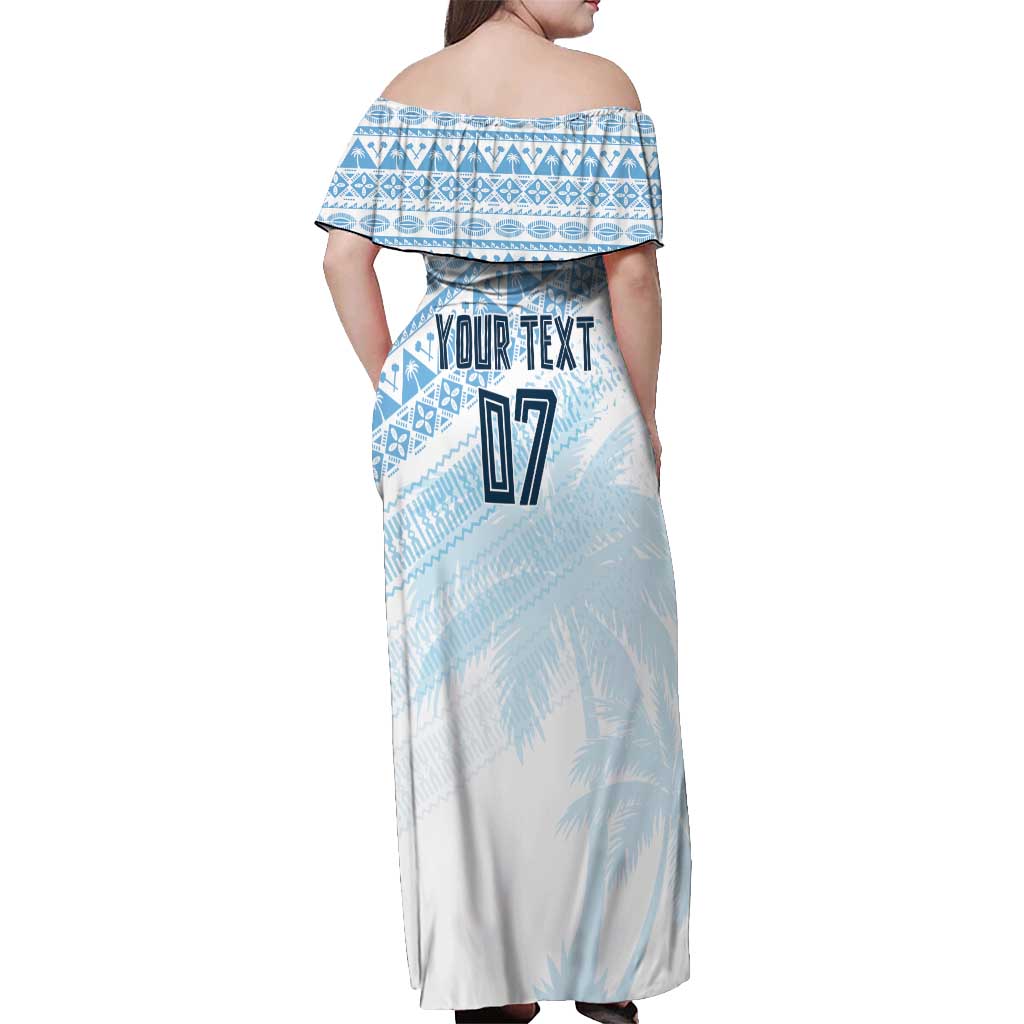 Fiji Rugby Custom Kaiviti Masi Off Shoulder Maxi Dress Turquoise - Aussie Hoodie