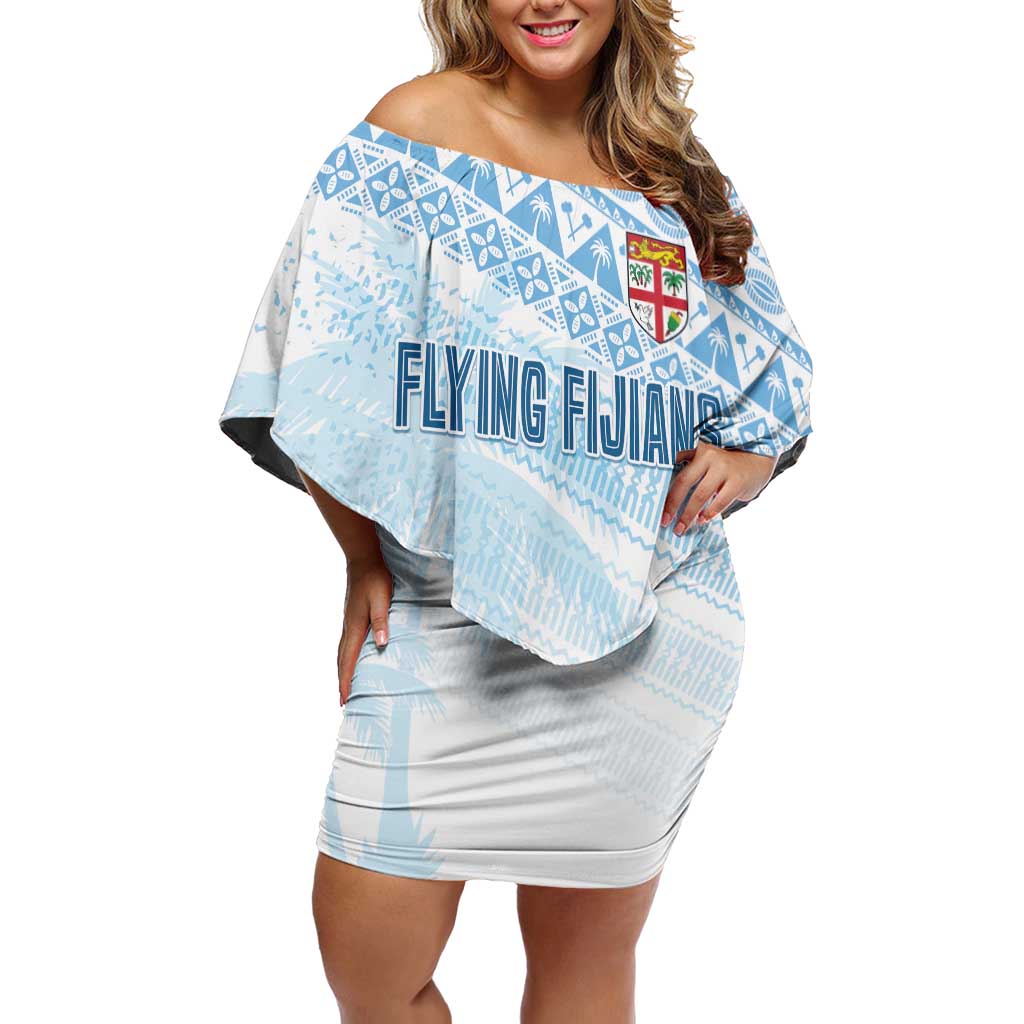 Fiji Rugby Custom Kaiviti Masi Off Shoulder Short Dress Turquoise - Aussie Hoodie