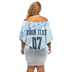 Fiji Rugby Custom Kaiviti Masi Off Shoulder Short Dress Turquoise - Aussie Hoodie