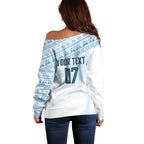 Fiji Rugby Custom Kaiviti Masi Off Shoulder Sweater Turquoise - Aussie Hoodie