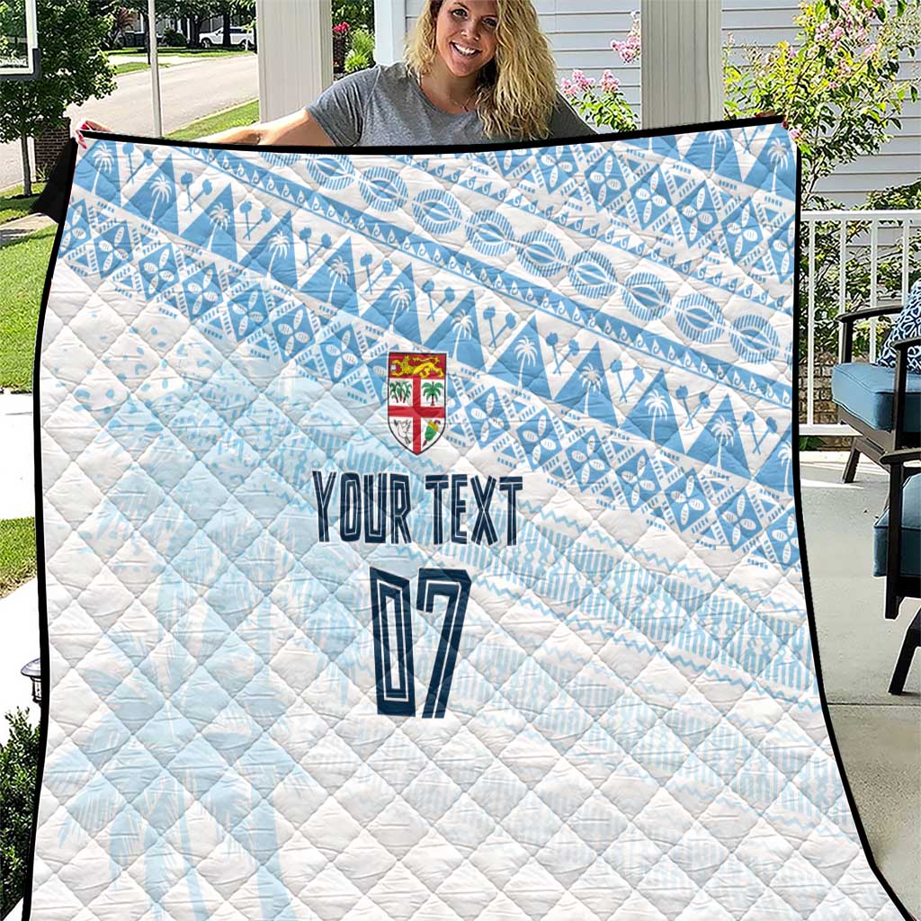 Fiji Rugby Custom Kaiviti Masi Quilt Turquoise - Aussie Hoodie
