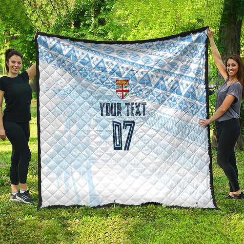 Fiji Rugby Custom Kaiviti Masi Quilt Turquoise - Aussie Hoodie