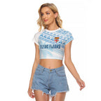 Fiji Rugby Custom Kaiviti Masi Raglan Cropped T Shirt Turquoise - Aussie Hoodie