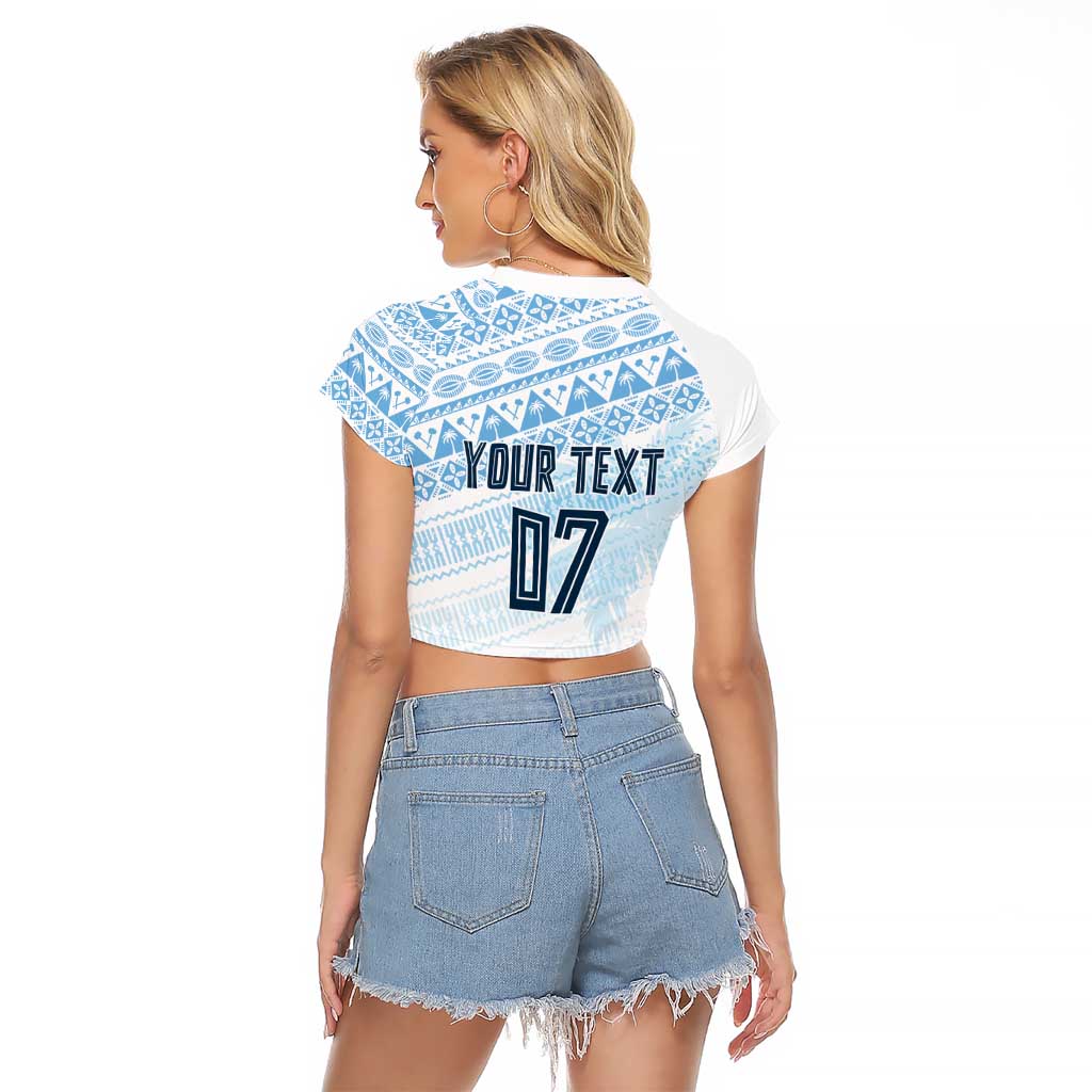 Fiji Rugby Custom Kaiviti Masi Raglan Cropped T Shirt Turquoise - Aussie Hoodie