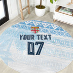 Fiji Rugby Custom Kaiviti Masi Round Carpet Turquoise - Aussie Hoodie
