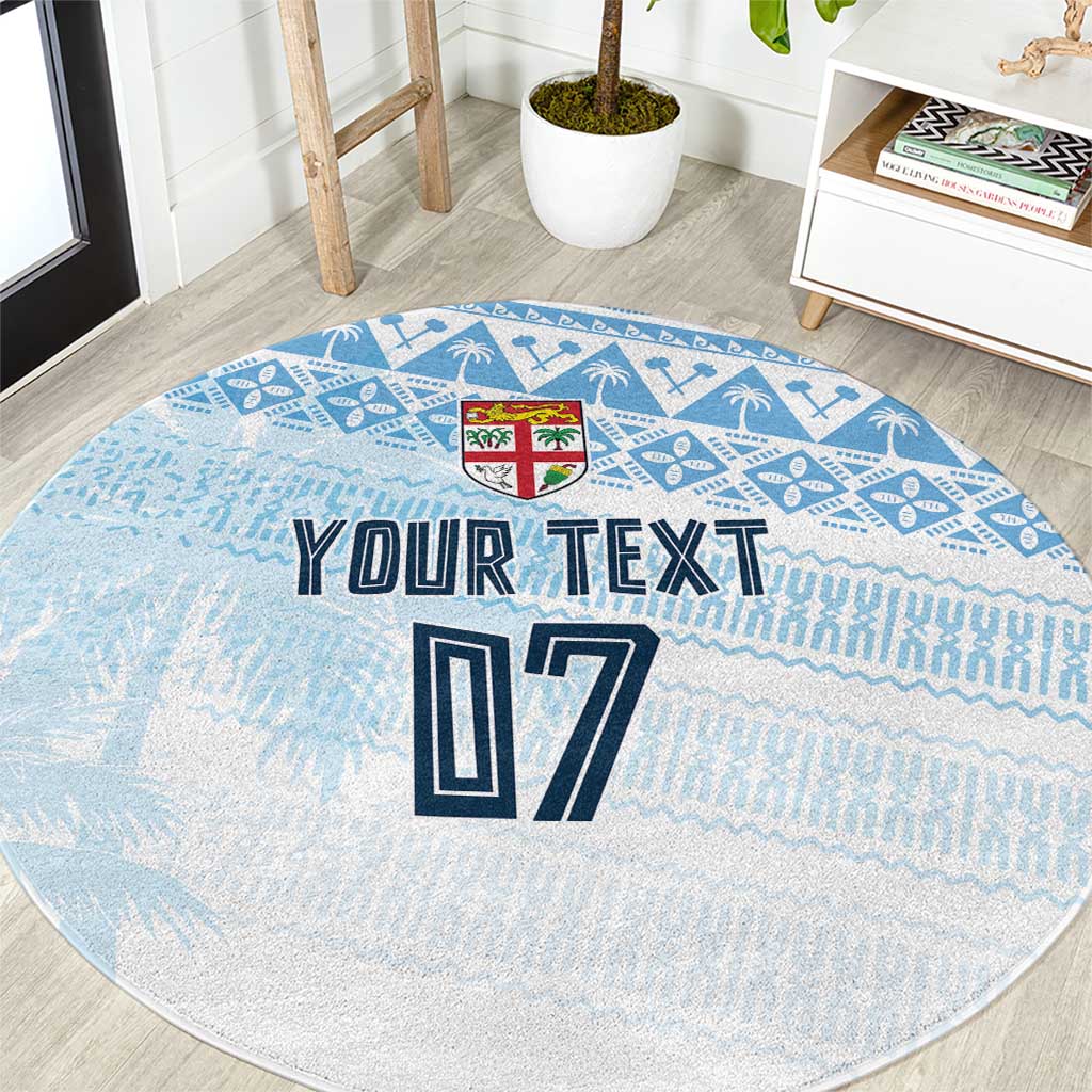 Fiji Rugby Custom Kaiviti Masi Round Carpet Turquoise - Aussie Hoodie