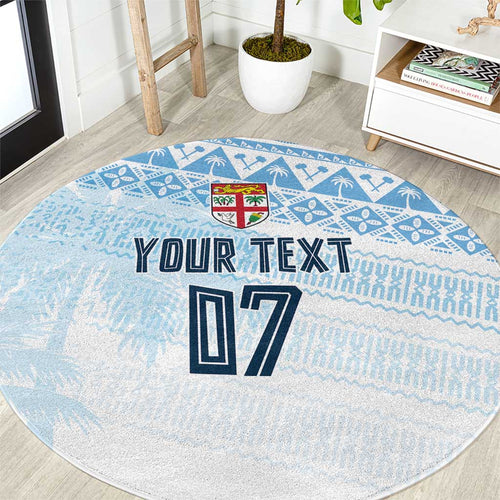 Fiji Rugby Custom Kaiviti Masi Round Carpet Turquoise - Aussie Hoodie