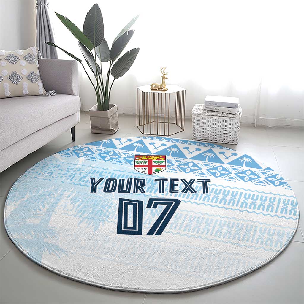 Fiji Rugby Custom Kaiviti Masi Round Carpet Turquoise - Aussie Hoodie