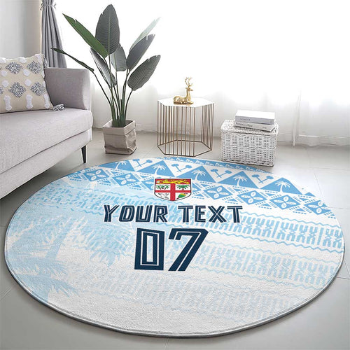 Fiji Rugby Custom Kaiviti Masi Round Carpet Turquoise - Aussie Hoodie