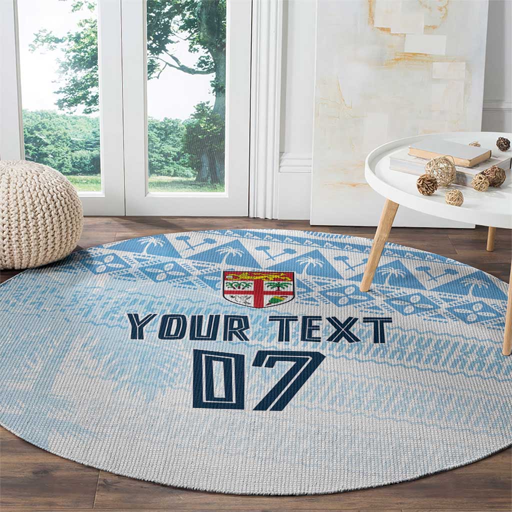Fiji Rugby Custom Kaiviti Masi Round Carpet Turquoise - Aussie Hoodie