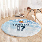 Fiji Rugby Custom Kaiviti Masi Round Carpet Turquoise - Aussie Hoodie