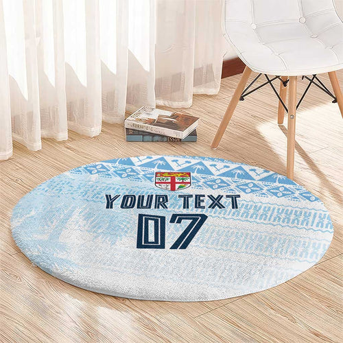 Fiji Rugby Custom Kaiviti Masi Round Carpet Turquoise - Aussie Hoodie