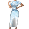 Fiji Rugby Custom Kaiviti Masi Short Sleeve Bodycon Dress Turquoise - Aussie Hoodie