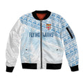 Fiji Rugby Custom Kaiviti Masi Sleeve Zip Bomber Jacket Turquoise - Aussie Hoodie
